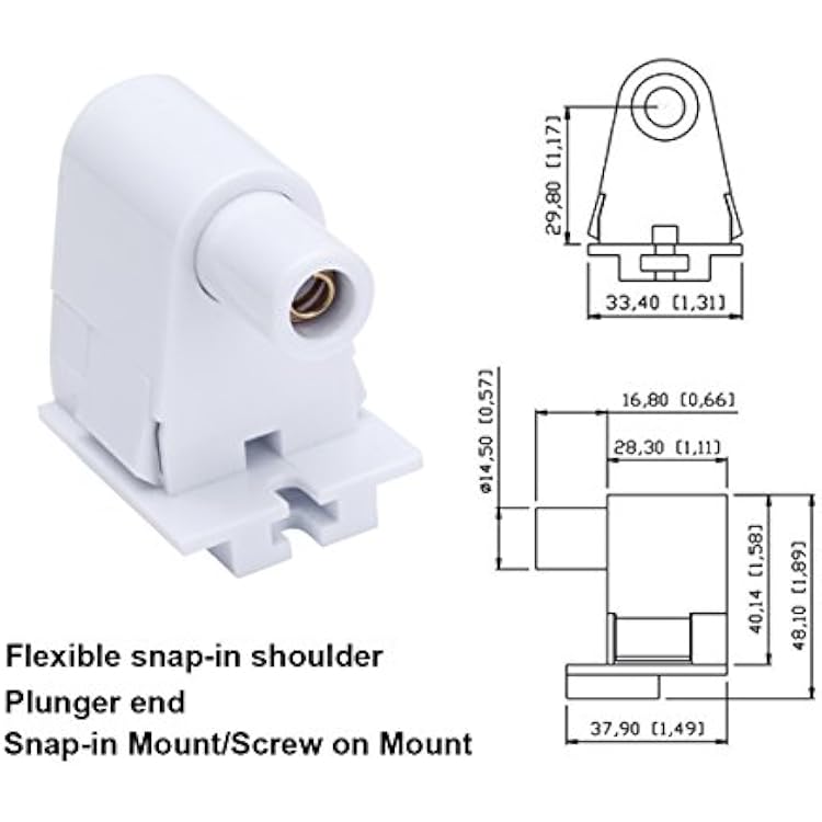 10 Pairs Tombstone Base Holder Socket Connector with T8 Single Pin FA8 8ft LED Bulb Light Replacement Fluorescent Plunger ...