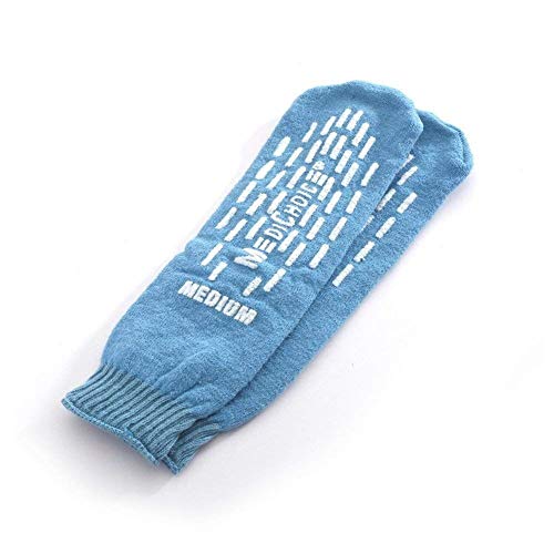 4 Pairs Double Tread Slipper Sock Medium Blue- Medichoice Socks Used in Hospitals Nationwide for Fall Management