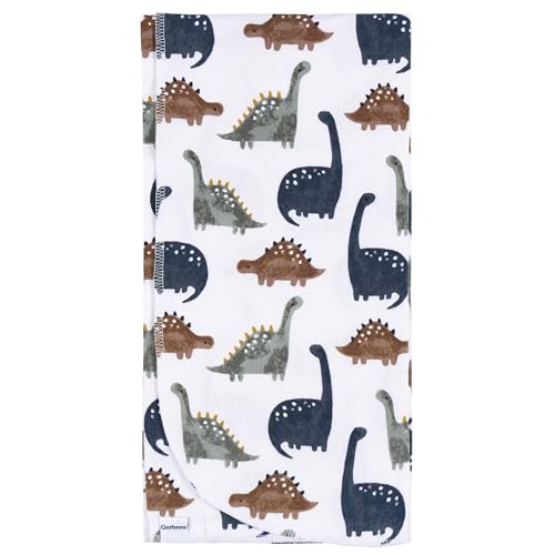 Image of Gerber Unisex Baby 100% Cotton Flannel Receiving Blankets 30x30 Inches (Pack of 16), Dino Time, One Size