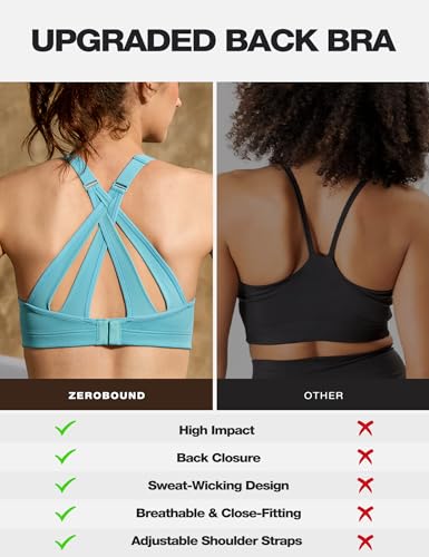 Image of ZeroBound Women's High Impact Sports Bra Criss-Cross Back Full Coverage