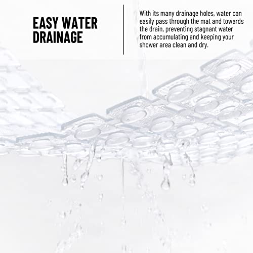 Olanly Shower Mat Non Slip, 27.5X15.5 Bathtub Mats, Machine Washable Bath Mat For Tub With Drain Holes And Suction Cups To Keep Floor Clean, Soft On Feet, Bathroom Accessories, Clear #TOP2