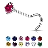VDKIDKT Small Birthstone Nose Stud, 20G Nostril Solid 3mm Round CZ Nose Piercing Jewelry for Women Men Hypoallergenic Gold Nose Ring Stud with Tiny CZ Diamond (7.July-Ruby)