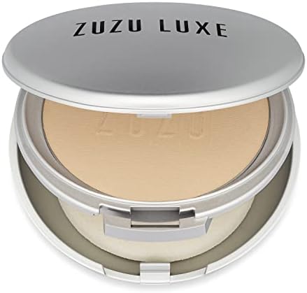 ZUZU LUXE Mineral Powder (D-4 - Pale to Ivory/Neutral Undertones), Dual Powder Foundation, Pressed mineral powder, medium to full coverage, natural finish. Natural, Paraben Free, Vegan, Gluten-free, Cruelty-free, Non GMO, .32 oz.
