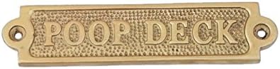 Hampton Nautical Brass Poop Deck Sign 6" - Metal Wall Plaque - Novelty Sign