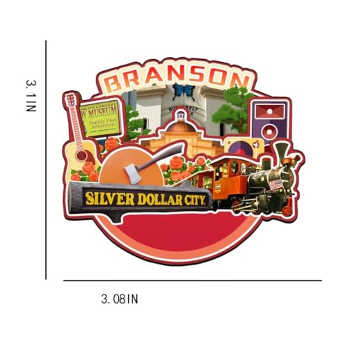 Imán decorativo de madera Branson Missouri USA para refrigerador miniatura 3
