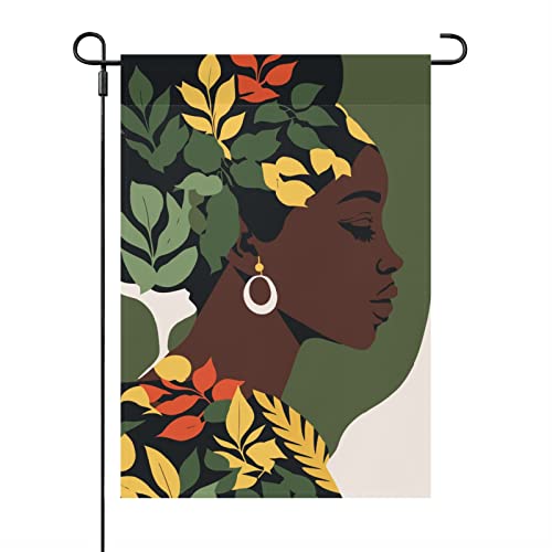 Beautiful African American Woman Outdoor Flags Double Sided, Humorous Garden Flags Double Sided Yard Garden Flag Outdoor Sign Beautiful African American Woman Decorative Flags