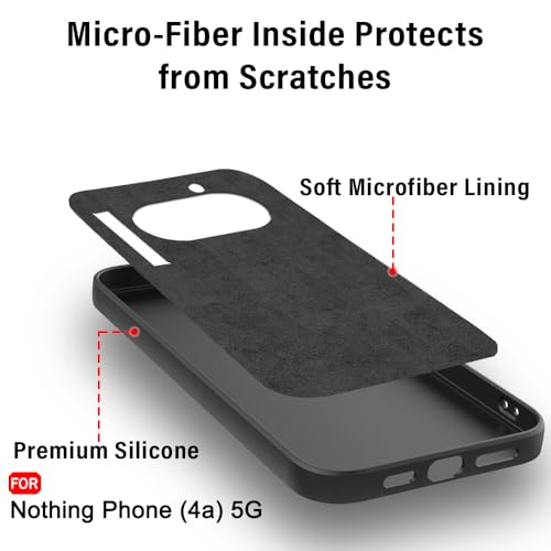 Image of TheGiftKart Liquid Silicon Back Cover Case for Nothing Phone 4a 5G | Total Camera Protection | Micro-Fibre Lining Inside | Shockproof Back Cover Case for Nothing Phone 4a 5G (Silicone, Black)