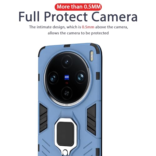 Image of Pikkme Vivo X100 Pro 5G Back Cover | D5 Tough Armor Bumper | 360 Protection Case | Ring Holder Stand Case for Vivo X100 Pro 5G (Blue)