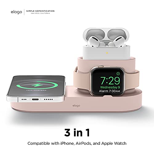 Elago Magsafe Charging Station - Compatible With Iphone 14 & Iphone 13 & Iphone 12, Airpods Pro 2, Airpods Pro, Airpods 3, All Apple Watch Series [Sand Pink] [Charging Cables Not Included] #TOP2