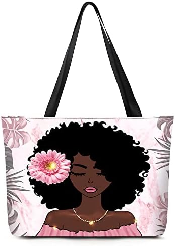 AZPSRT Tote Bag for Women African American Shoulder Handbag Large Capacity Work Fit 15.4 Inch/17.7inch