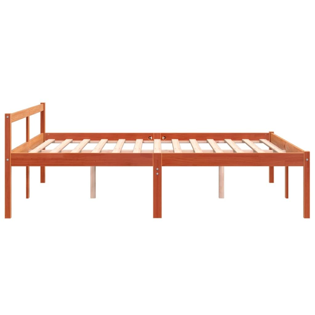 Massivholz Kiefer Seniorengerecht 44 cm Einstiegshöhe 160 x 200 cm Braun | Seniorenbett Massivholz Kiefer Wachsbraun 160x200 cm Bettgestell mit Komfortkopfteil Hohe Einstiegshoehe Stauraum