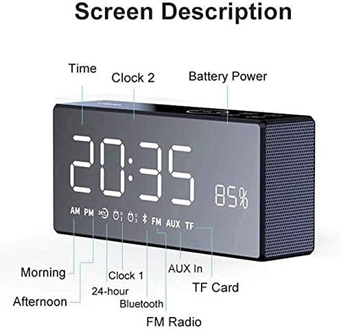 Miniatura 3 de KouRy Reloj despertador para dormitorio, 2 alarmas, reloj de pantalla LED grande, control remoto, volumen ajustable, regulable, repetición, reloj