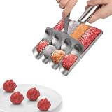 ZIXIANGKEJI 4-in-1 Meatball Maker Tool with Cutting Spoon Stainless Steel Creative Kitchen Making Mold Set Kitchen Meatball Scoop Ball Maker Kit for Quick Making Meatballs(X8-1)