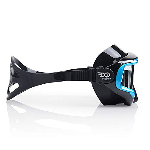 Exp Vision Adult Pano 3 Panoramic View Diving Mask, Tempered Glass Lens Scuba Snorkeling Dive Mask, Premium Swim Goggles With Nose Cover For Snorkeling, Freediving, Swimming (Blue) #TOP7