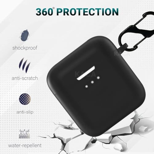 Image of INEFABLE Case Cover Compatible with Boat Airdopes 131, Soft Silicone Skin Case Cover Shock-Absorbing Protective Case with Keychain - Pack of 1 (Black)