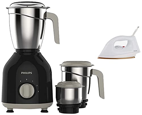 Image of Philips HL7756 /00 750-Watt Mixer Grinder + Philips HI114 1000-Watt Golden American Heritage Soleplate Dry Iron