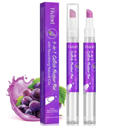 Cuticle Oil Pusher Pen - 2PCS 4 in 1 Cuticle Remover Pen for Nails Nail Care Oil Pens with Micro-Dosin Oil for Hangnails Dry & Damaged Nails Moisturize Strengthen