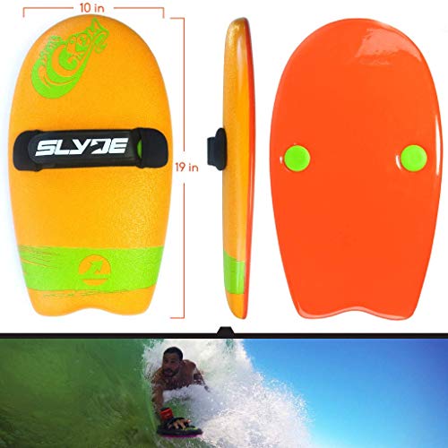 As Seen On Shark Tank! The Slyde Grom Soft Top Body Surfing Handboard, Easy To Use, Fun To Master, Safe For All Ages, Portable, Light Weight, Durable With Exceptional Buoyancy - Orange/Pilsner #TOP2