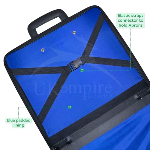 Image of Masonic Past Master Apron Case - Machine Embroidered (Black Leather), MM Provincial Size | Freemason Carrying Bags