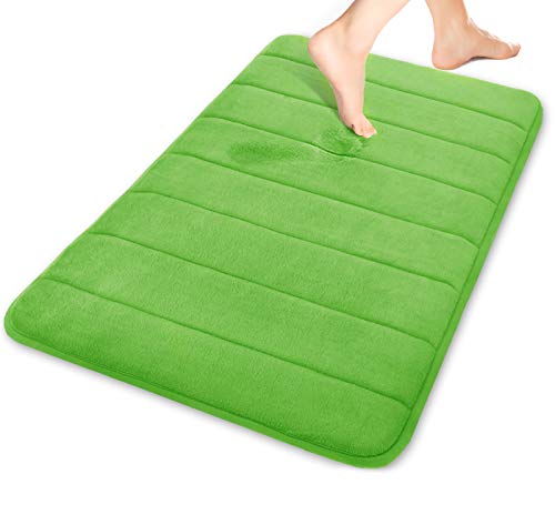 Yimobra Memory Foam Bath Mat, 31.5 x 19.8 Inches, Comfortable, Soft, Maximum Absorbent, Machine Wash, Non-Slip, Thick, Easier to Dry for Bathroom Floor Rug, Light Green