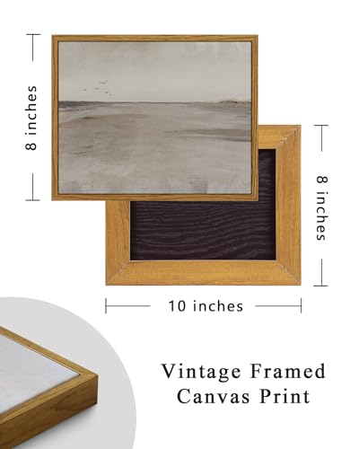 Image of ARPEOTCY Classical Framed Canvas Wall Art, 8x10 Inch Vintage Beach Seascape Wall Art Home Decor Aesthetic, Oil Paintings for Living Room Bedroom Bathroom Office Kitchen Shelf Decor