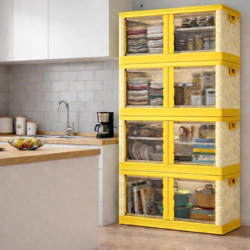 Image of DecoLogy Multipurpose Bookshelf Organiser Rack for Living Room, Kitchen, Bedroom, Office (Cupboard 2 Door : Orange, 4PCS)
