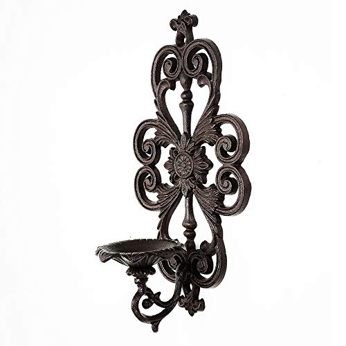 Sungmor Cast Iron Wall Hanging Sconce Tealight Pillar Candlesticks Holder - Vintage Vine Design Home Candle Display Holder - Handmade Art Candle Stand Decor For Indoor Outdoor #TOP1