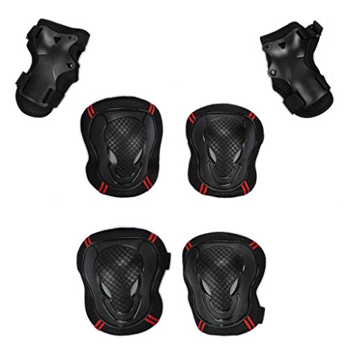 Besmall Adjustable Skateboard Skate Helmet With Protective Gear Knee Pads Elbow Pads Wrist Pads For Youth Outdoor Sports, Bmx, Skateboard, Scooter, Bike, Roller, Kid's Protective Gear Set Blue M #TOP4