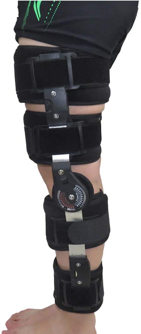 Rodillera con Bisagra ROM, Inmovilizador De Rodilla Ajustable, Soporte para Ligamentos Cruzados Anterior, Medial Y Posterior para La Recuperación De Lesiones De Rodilla,Black