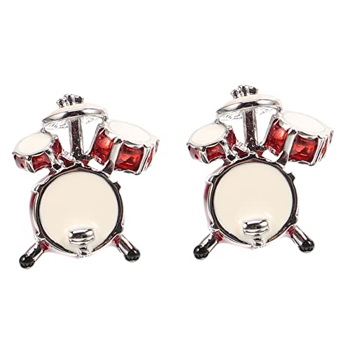 HANABASS 2 Stück Manschettenknöpfe Herren Metall Kleine Drums Cufflinks für Anzug Hochzeit Business Geschenk