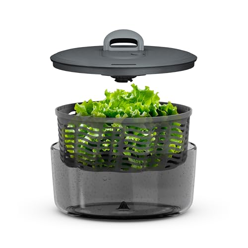 Zyliss Easy Spin Centrifugadora de Ensaladas Pequeña, 3.5L, Cordón Retráctil, Escurridor Verduras, Libre de BPA, Base antideslizante, Tecnología AquaVent™, Botón de parada, Apta para lavavajillas