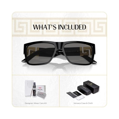 Versace VE4296 Square Polarized Sunglasses Bundle for Men Women, Black/Grey - image 2