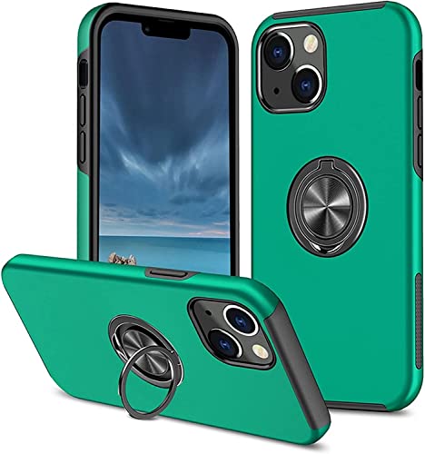 Coque iPhone 13 Mini antichoc silicone vert bague aimantée