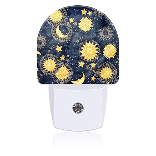 Image of Night Light for Kids Girls Boys, Retro Divination Sun and Moon LED Night Light Plug into Wall with Dusk to Dawn Sensor for Room Decor, Hallway, Kitchen, Bathroom, Nursery, Stairs