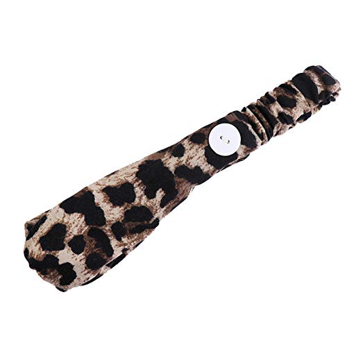 Preisvergleich Produktbild hangzhoushiJacob Elsie Damen Stirnband Leopard Drucken Stirnbänder Frauen Elastische Sport Haarband Weiche Turban-Kopf-Verpackungs mit Knopf Retro Haarschmuck(Khaki)