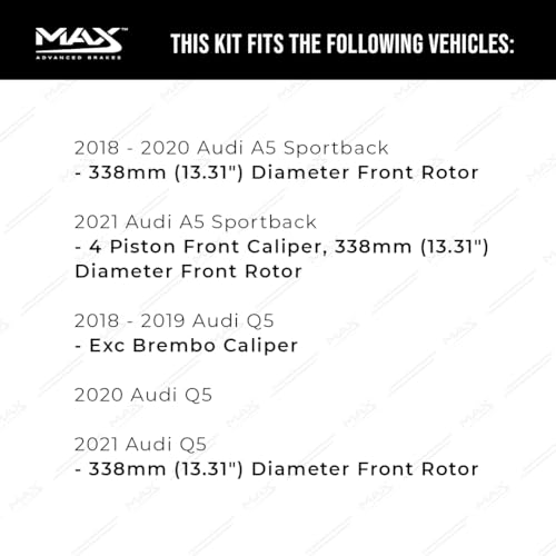 Image of Max Advanced Brakes Front Brake Kit Compatible With 2017-2020 2021 2022 2023 Q5 A4 allroad A5 Quattro Sportback Replacement Premium OE Disc Brake Rotors and Ceramic Brake Pads