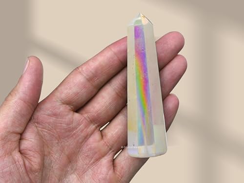 Image of Certified Angel Aura Quartz Crystal Tower Obelisk Point For Chakra, Healing And Balancing - Aaa Grade Original Certified Gemstone Agate For Reiki Meditation Yoga Spiritual (3-4 Inches)