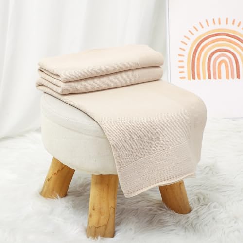 mimixiong Baby Blanket 100% Cotton Knit Baby Blankets Baby Gifts Baby Essentials for Newborn, 100 x 80 cm Baby Camel
