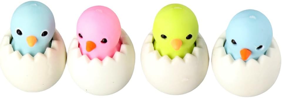 4 Pcs Eggshell Shape Eraser, 3D Cartoon Chick Egg Pencil Erasers, Mini Animal Eraser Correction Tool Party Favors for Office, Random Color