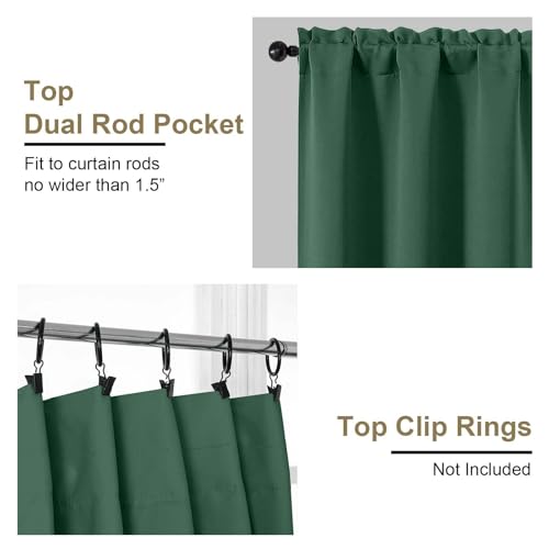 Image of Christmas Green Short Blackout Curtains for Bedroom 54 Inches Long 2 Panels, Modern Window Treatments Thermal Insulated Curtains for Living Room, Rod Pocket Blackout Drapes, 2x40Wx54L Inches