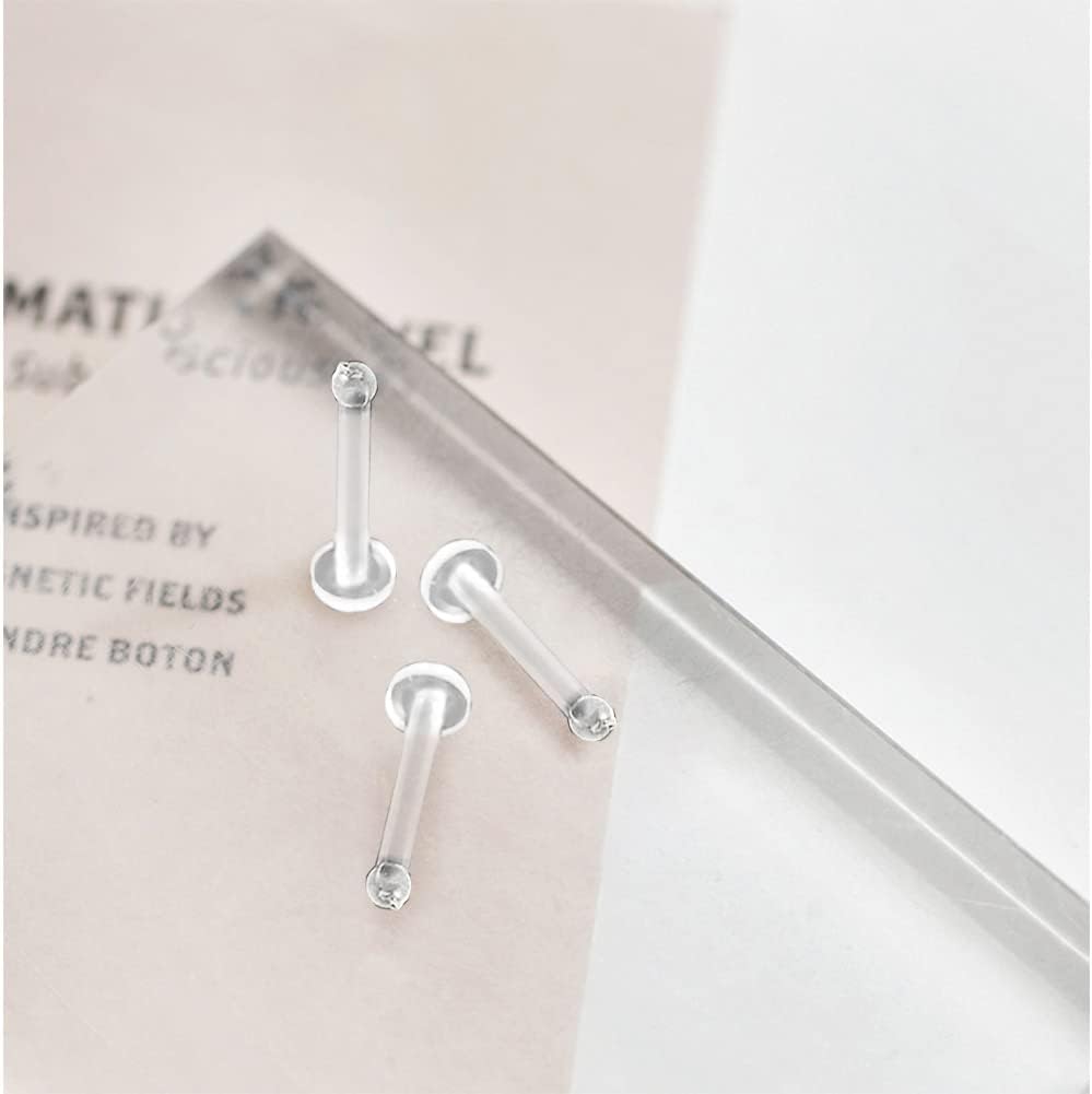 5-Pack Clear Bioflex Flat Top Nose Ring Bone Retainers