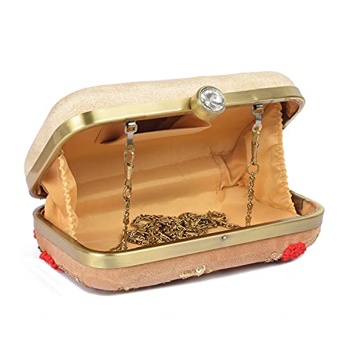 Image of Umera clutch entire heavy embroidery and is a stunning Women' Evening Clutch Purse with Detachable Chain Strap Closure Handbag Suitable for Weddings Proms Night Out Luxury Glam Handbag
