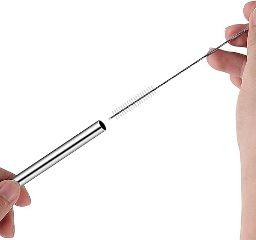 Miniatura 7 de Pajitas de metal reutilizables plegables de acero inoxidable con cepillo de limpieza y estuche de almacenamiento, pajitas plegables portátiles con