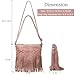 Sunwel Fashion Fringe Crossbody Bag with Rivets Western Purse Vegan Leather Tassel Shoulder Crossbody Bag for Women (dusty pink)