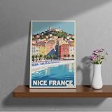 JUCHELU Vintage Travel Poster of Nice, France Retro City Canvas Wall Art - Perfect Home Decor for Living Room Bedroom Family, Premium Canvas Art Print Wall Decor & Ideal Gift