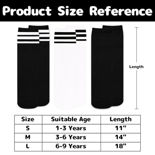 Image of Olreco 3 Pack Toddler Soccer Socks Kids Baseball Socks Boys Girls Softball Sock Youth Football Sock Athletic Accessories
