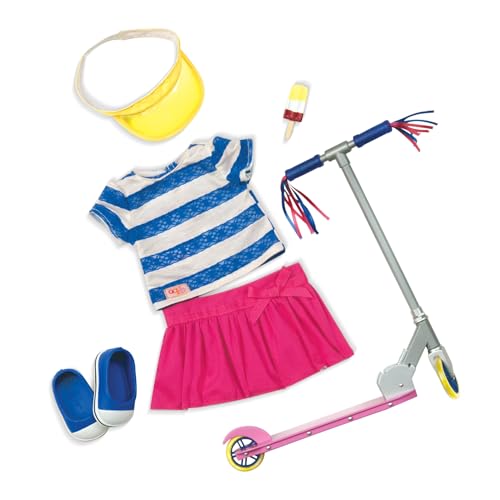 Our Generation - Cute to Scoot - 46 cm Puppenkleidung - Sportliches Outfit - Scooter Zubehör - Oberteil & Rock - Spielzeug für Kinder ab 3 Jahren