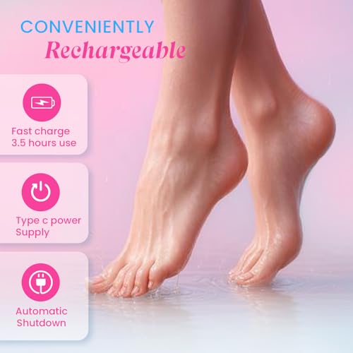 Urban Yog Callus Remover, Foot Scrubber For Dead Skin, With 3 Interchangeable Head Rollers, Rechargeable, Callus & Dead Skin Removal, 2 Speed Settings, Fast Type-C Charging, 1200mAh Battery