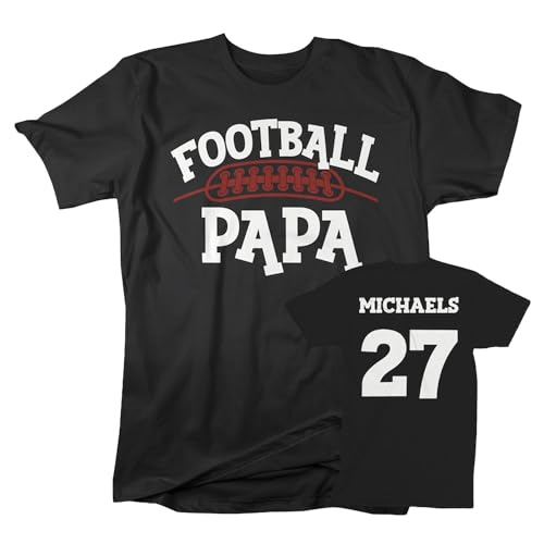 Personalized Football Papa Two Sided Tshirt, Custom Football Dad Shirt, Personalized Fathers Day Shirt for Football Papa, Custom Football Fathers Day Dad T-Shirt, Gift for Football Dad Multicoloured