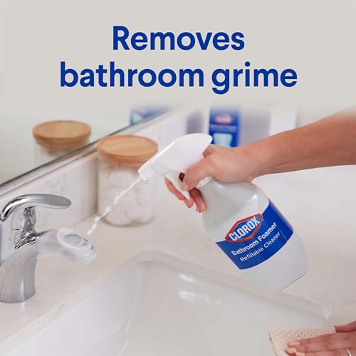 Clorox Bathroom Foamer Refillable Cleaner, Household Essentials, 1 Bottle and 3 Refill, Rain Clean, 1.13 Fl Oz - image 4